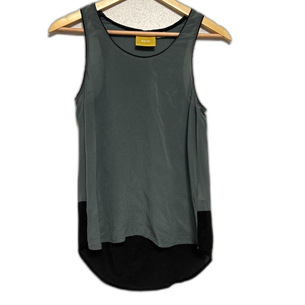 Anthropologie Maeve 100% Silk Colorblock High Low Tank Top Gray Black Blouse 4 - Picture 3 of 9